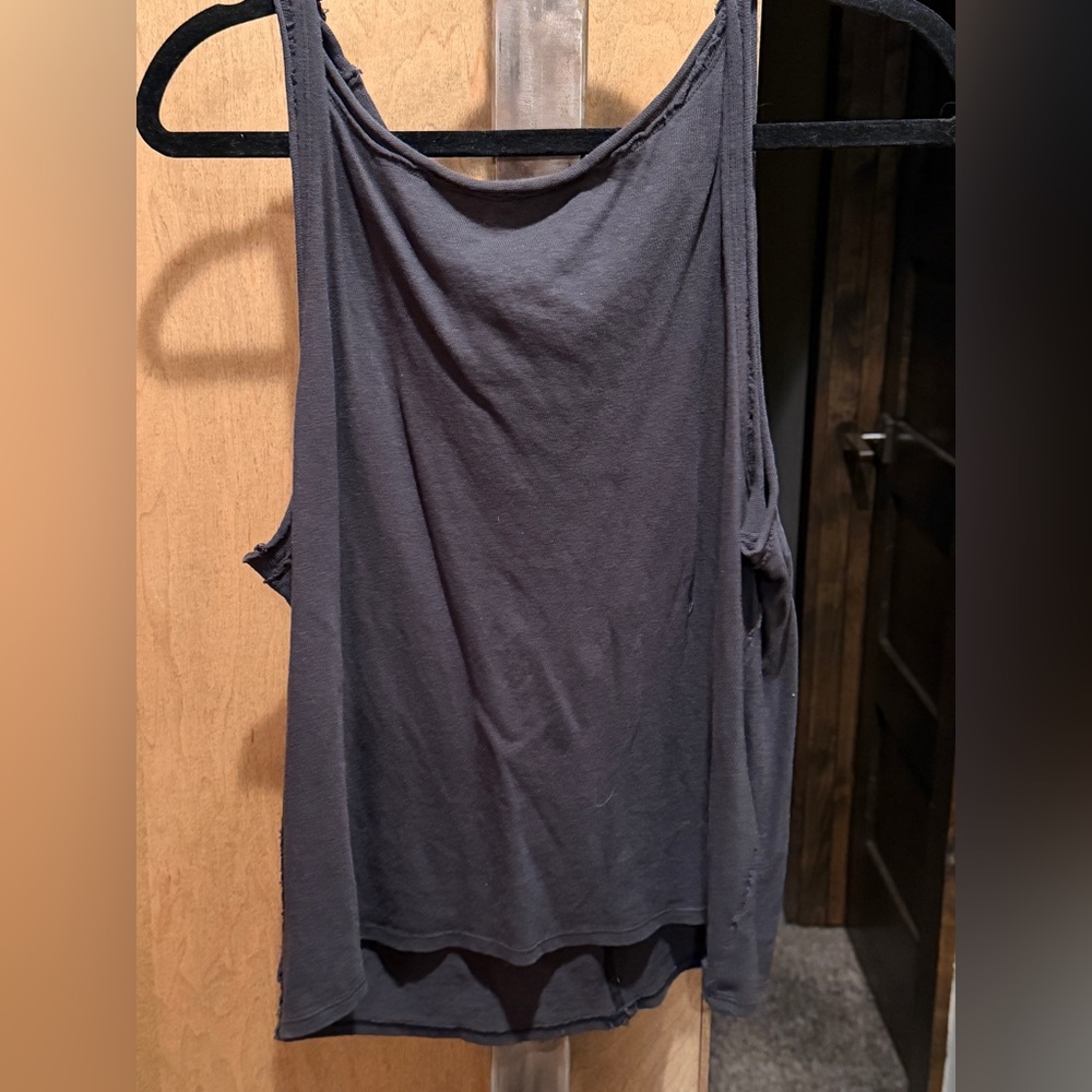 Free People Roll Neck Muscle TShirt - Black